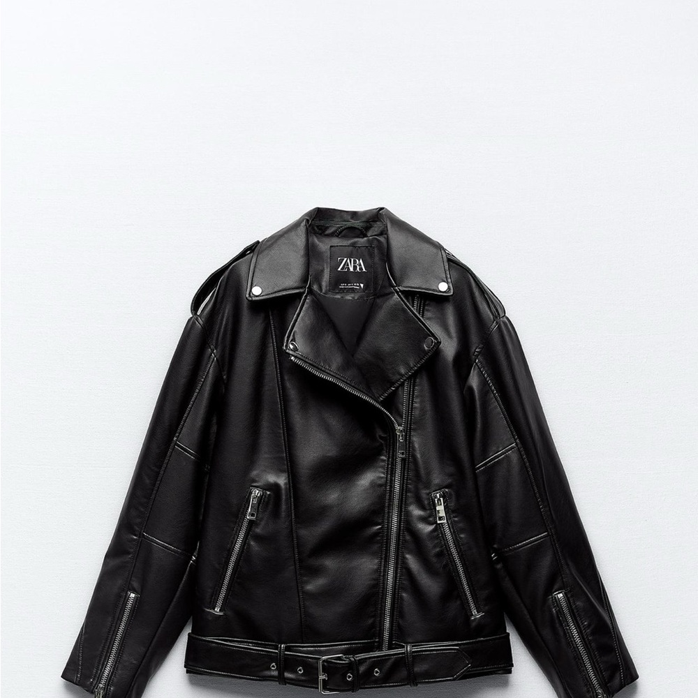 Zara Black Leather Moto Jacket